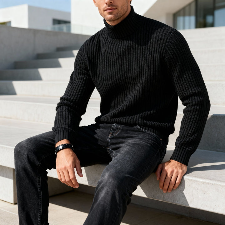 Saint Aurell Frencho Mock Sweater Heavyweight Cotton Ribbed Knit