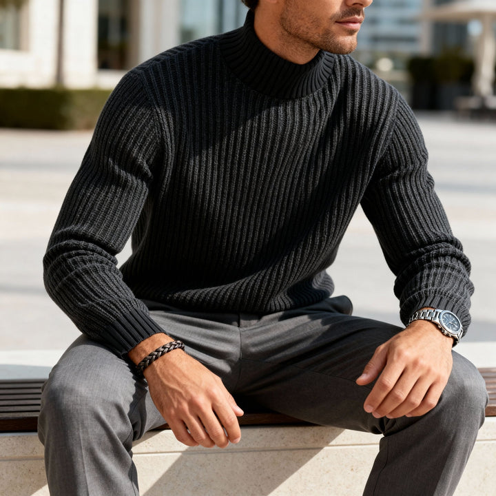 Saint Aurell Frencho Mock Sweater Heavyweight Cotton Ribbed Knit