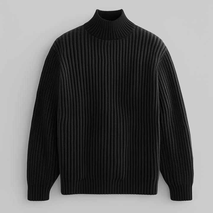 Saint Aurell Frencho Mock Sweater Heavyweight Cotton Ribbed Knit