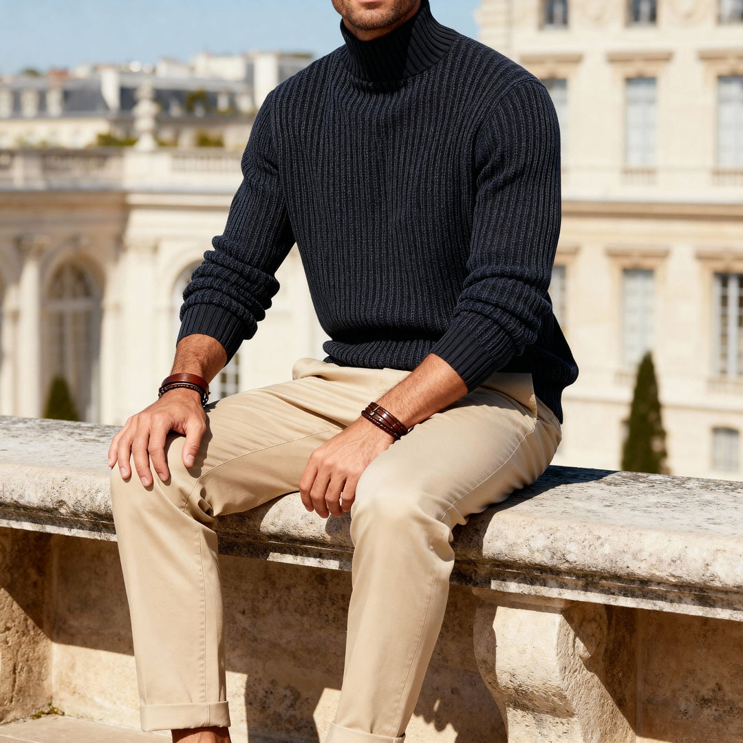 Saint Aurell Frencho Mock Sweater Heavyweight Cotton Ribbed Knit