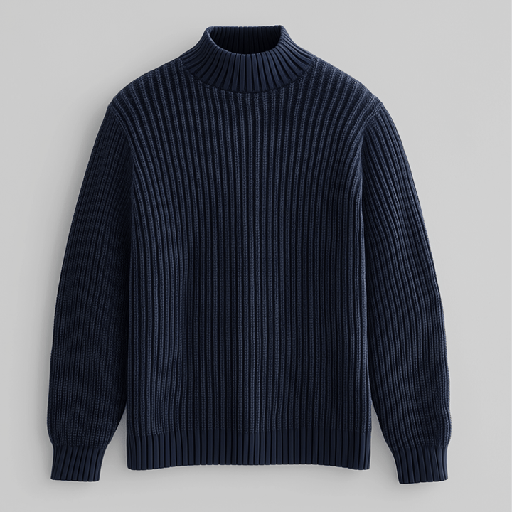 Saint Aurell Frencho Mock Sweater Heavyweight Cotton Ribbed Knit