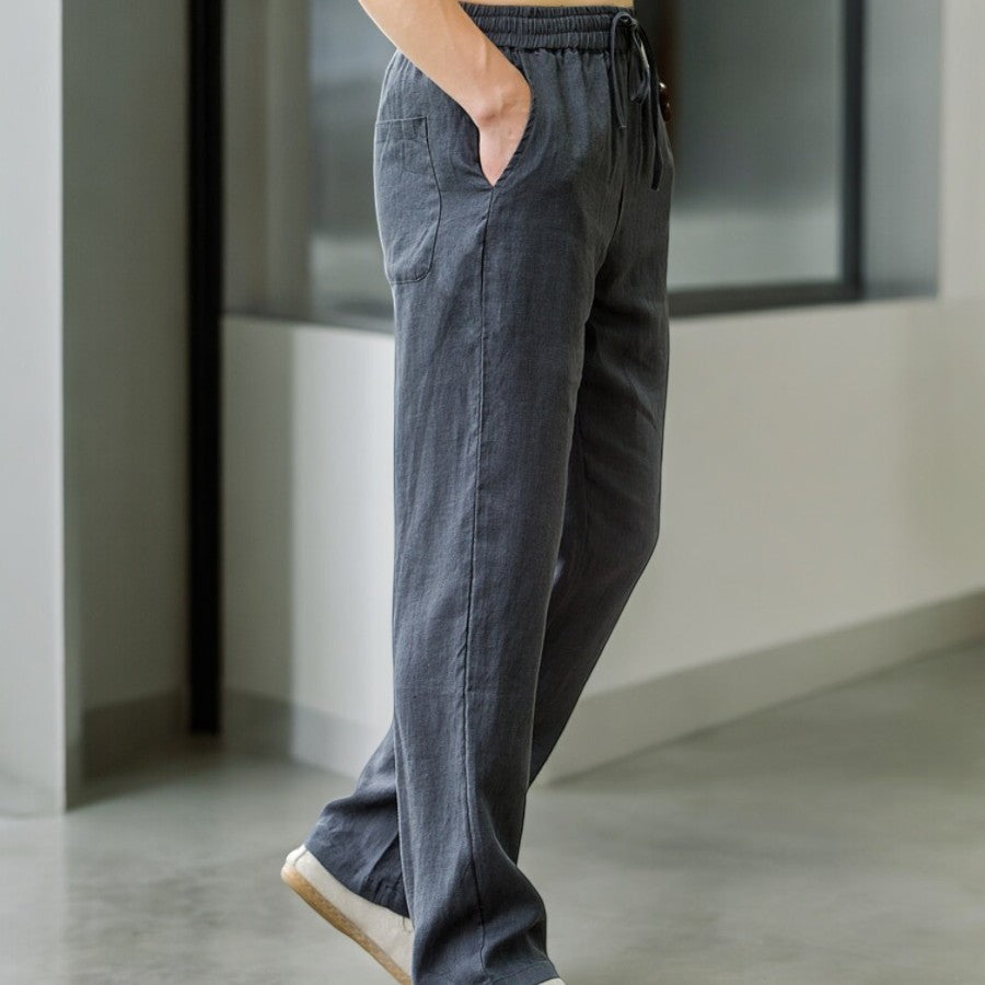 Elliot &amp; Stone Palmara Linen Pants Relaxed Fit Elastic Waistband