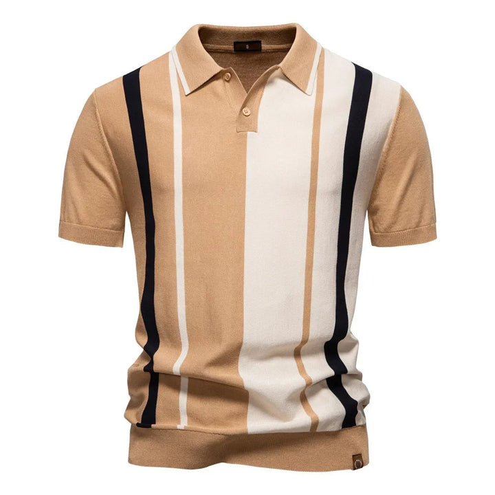 Saint Aurell Marzio Contrast Knit Polo Short Sleeve Shirt
