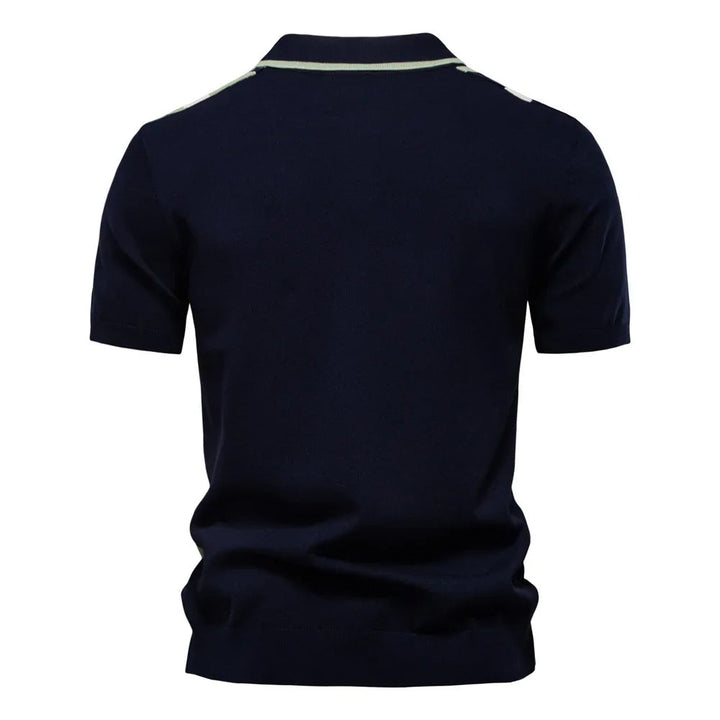 Saint Aurell Marzio Contrast Knit Polo Short Sleeve Shirt