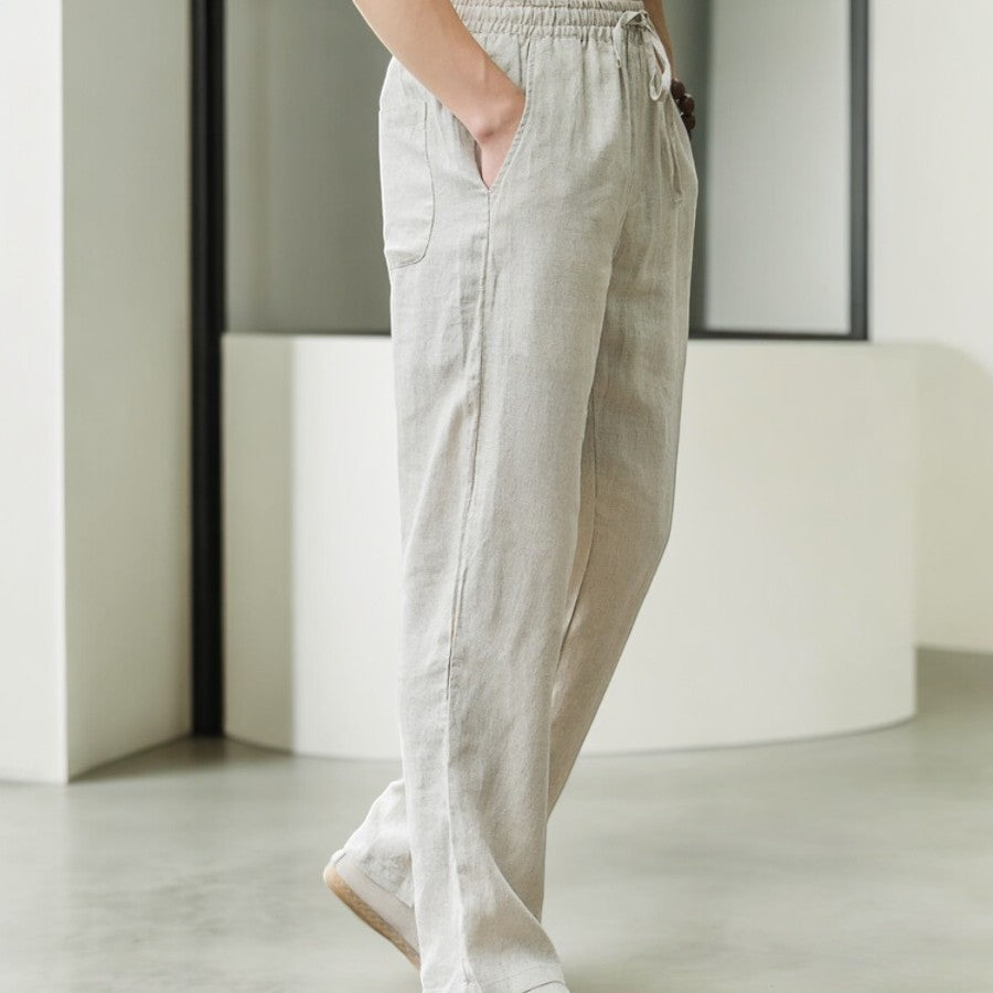 Elliot & Stone Palmara Linen Pants Relaxed Fit Elastic Waistband