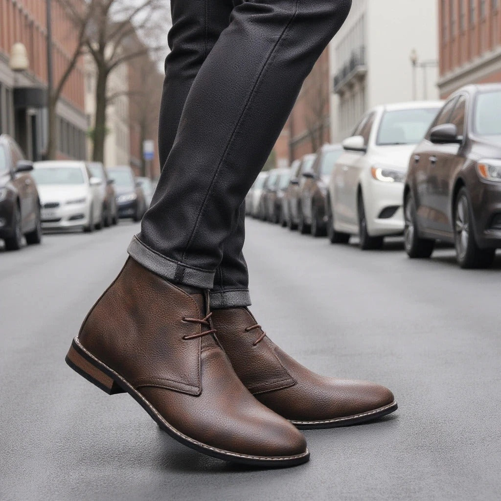 Saint Aurell Blackthorn Leather Boot Rugged Cowhide Dark Brown