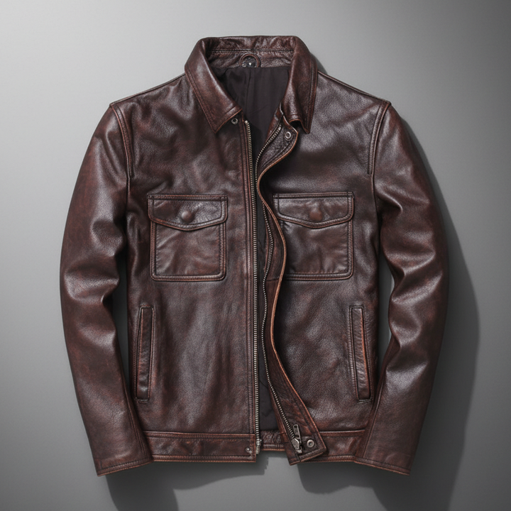 Saint Aurell Frontier Leather Field Jacket Structured Fit