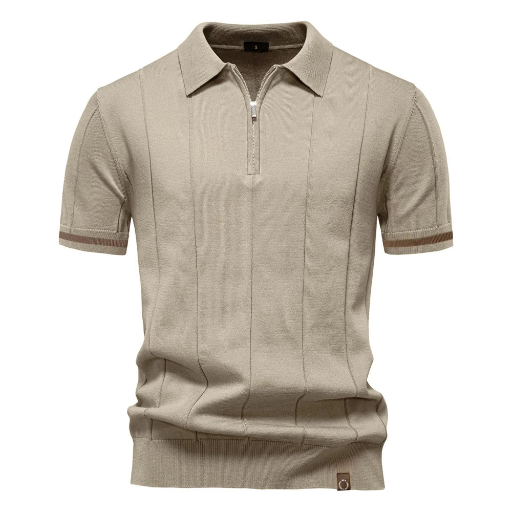 Saint Aurell Monza Knit Polo Shirt Quarter-Zip Cotton