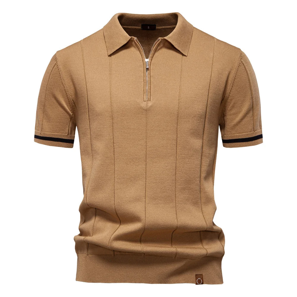 Saint Aurell Monza Knit Polo Shirt Quarter-Zip Cotton