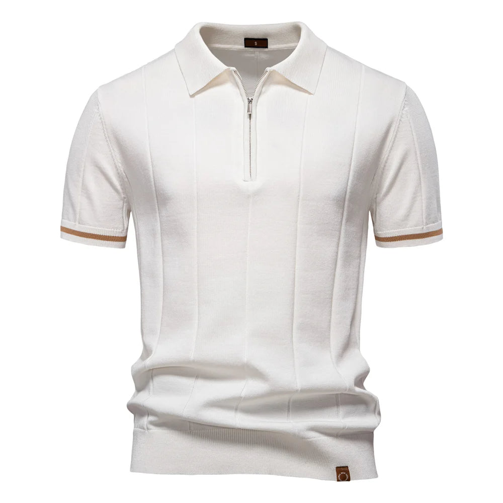 Saint Aurell Monza Knit Polo Shirt Quarter-Zip Cotton