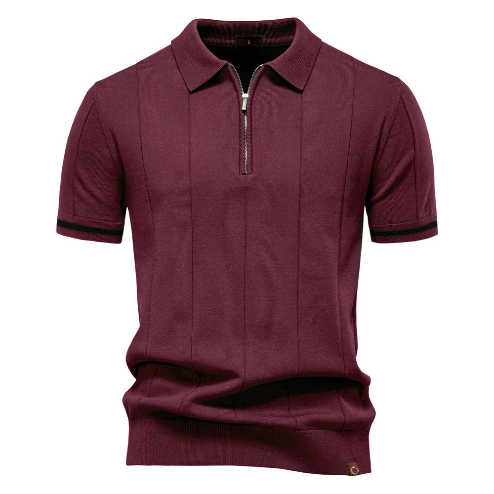 Saint Aurell Monza Knit Polo Shirt Quarter-Zip Cotton