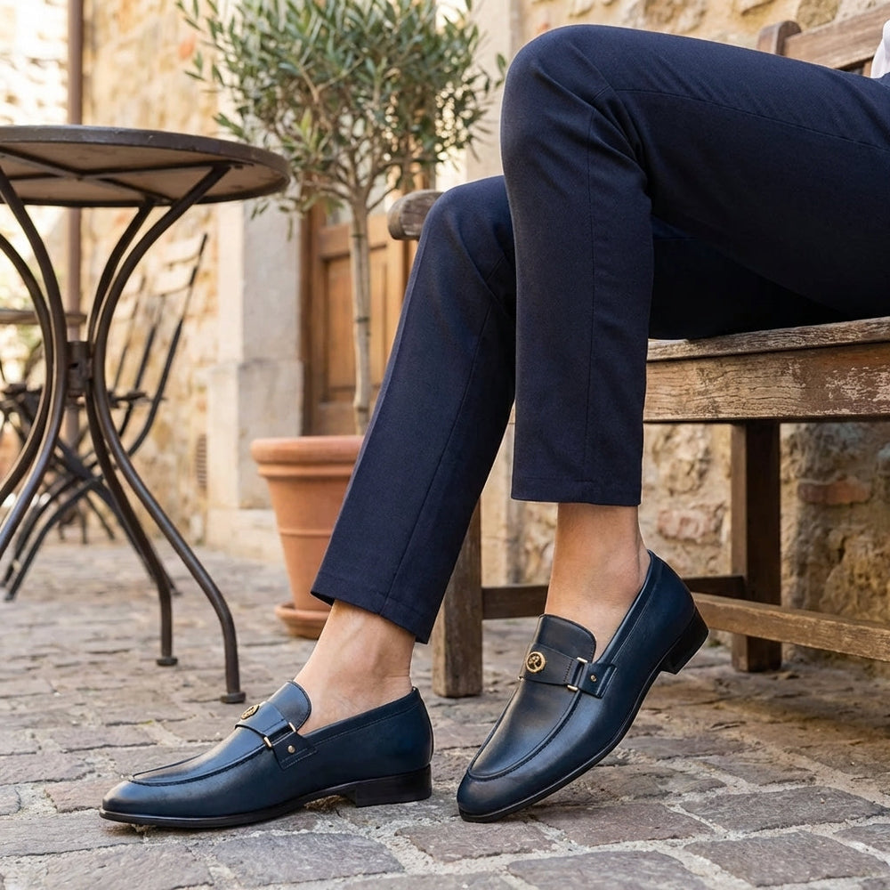 Lusano Italian Leather Loafers Men's Slip On Dress Shoes