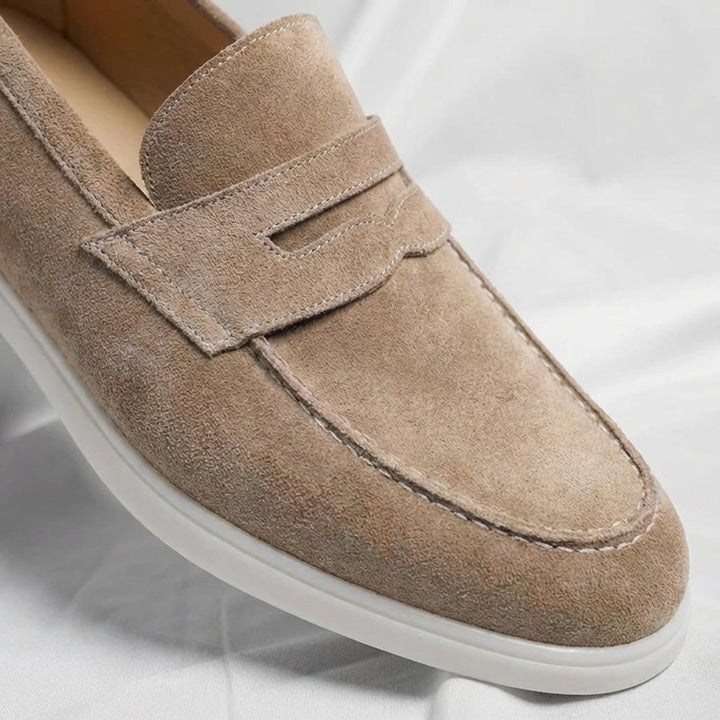 Elliot &amp; Stone Mayfair Suede Penny Loafers Lightweight Cushioned