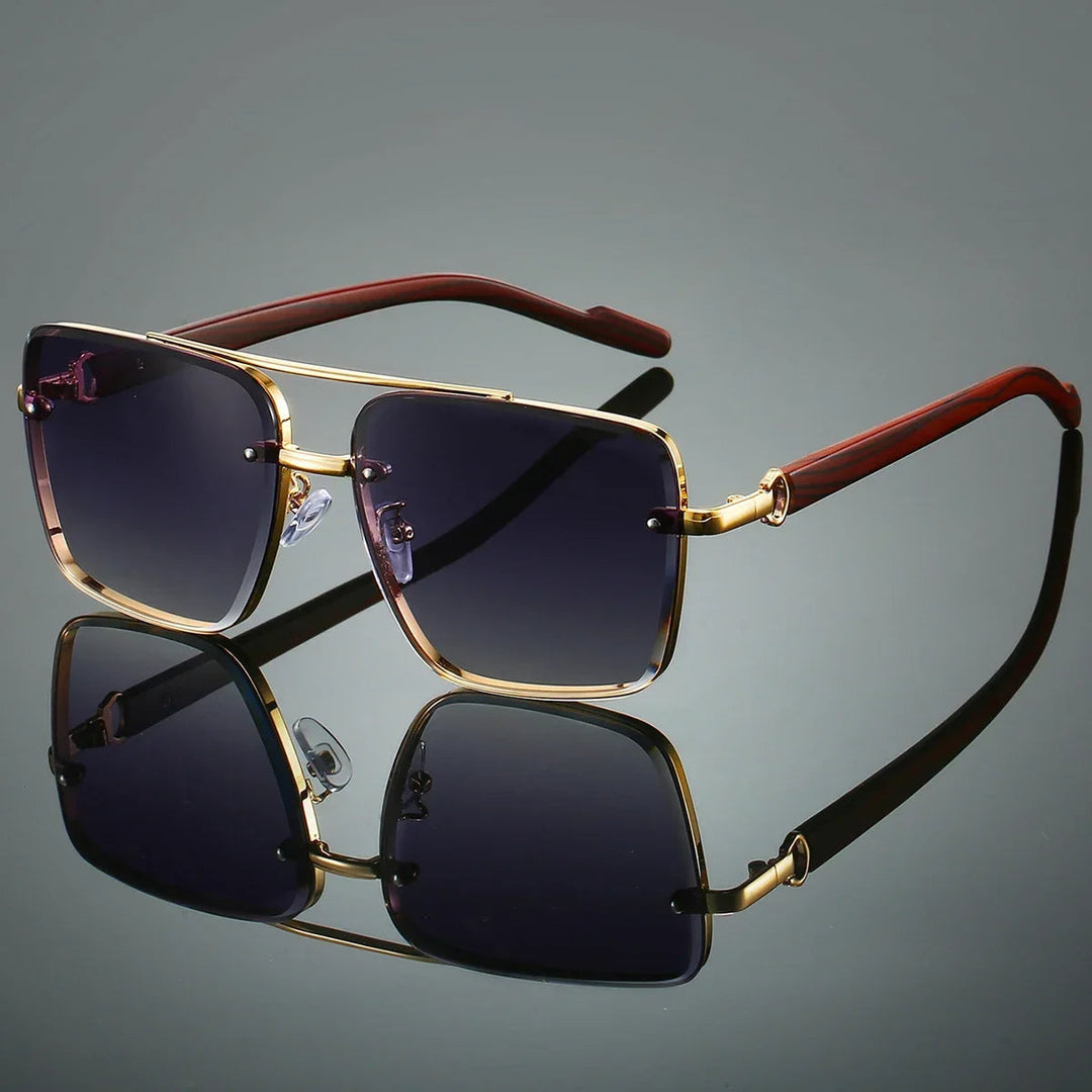 Saint Aurell Lennox Goldwood Aviator Sunglasses Gold Alloy Frame