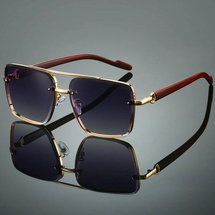 Saint Aurell Lennox Goldwood Aviator Sunglasses Gold Alloy Frame