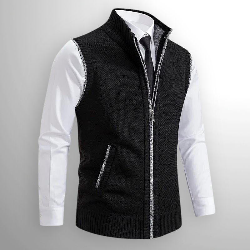 Saint Aurell Harrison Full-Zip Lambswool Vest Sleeveless Knit Outerwear