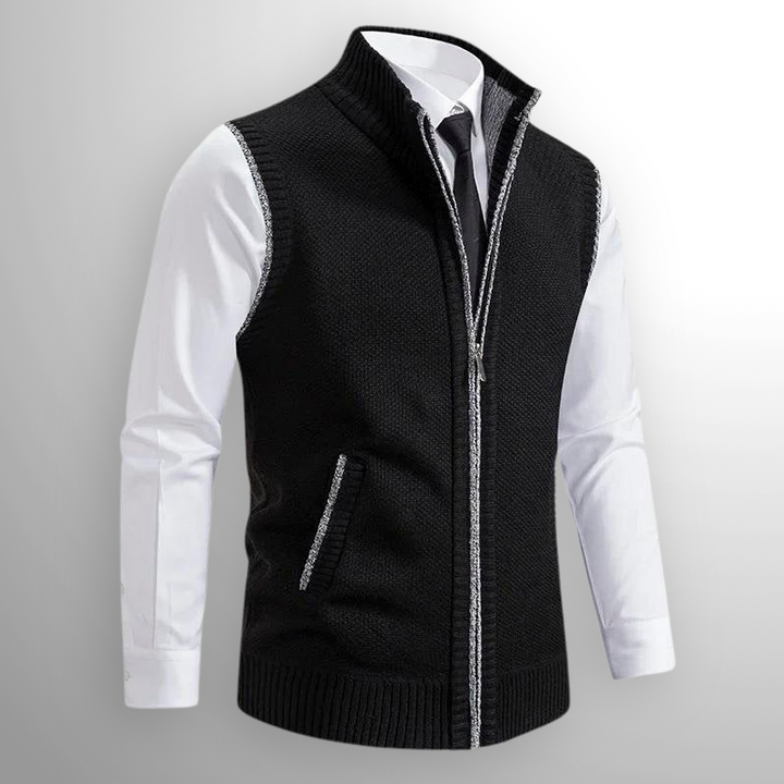 Saint Aurell Harrison Full-Zip Lambswool Vest Sleeveless Knit Outerwear