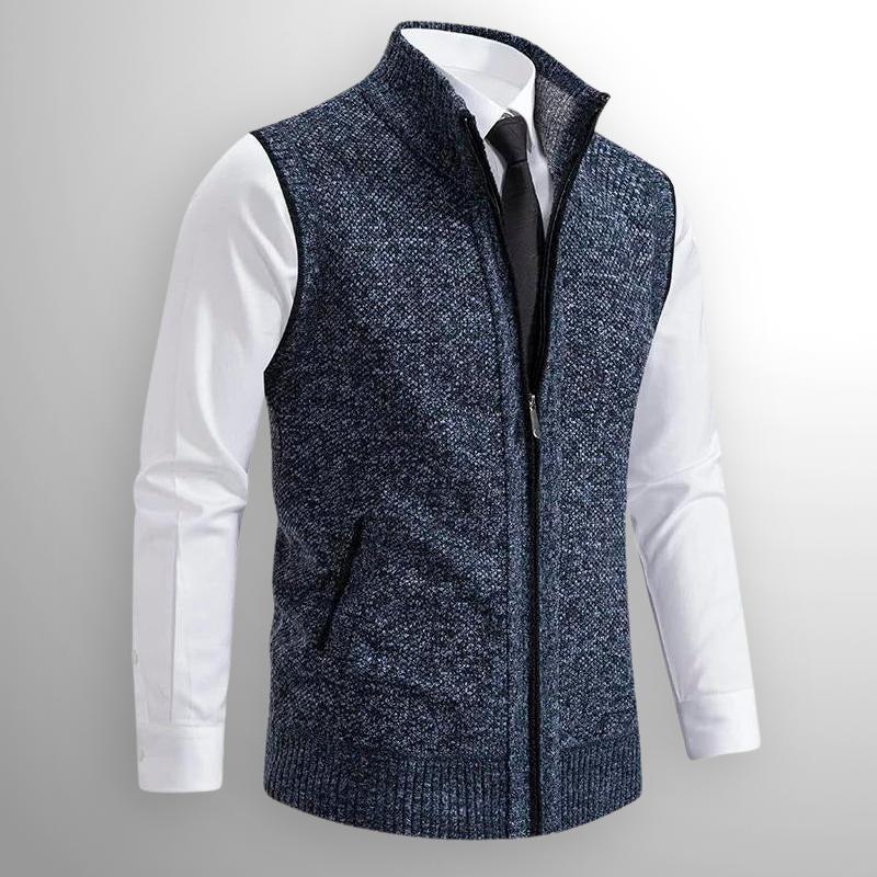 Saint Aurell Harrison Full-Zip Lambswool Vest Sleeveless Knit Outerwear