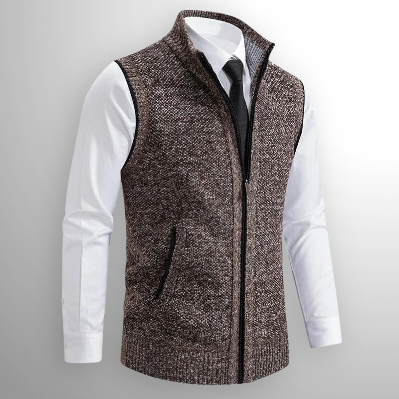 Saint Aurell Harrison Full-Zip Lambswool Vest Sleeveless Knit Outerwear