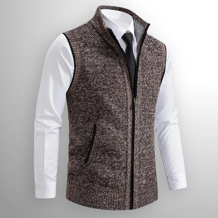 Saint Aurell Harrison Full-Zip Lambswool Vest Sleeveless Knit Outerwear