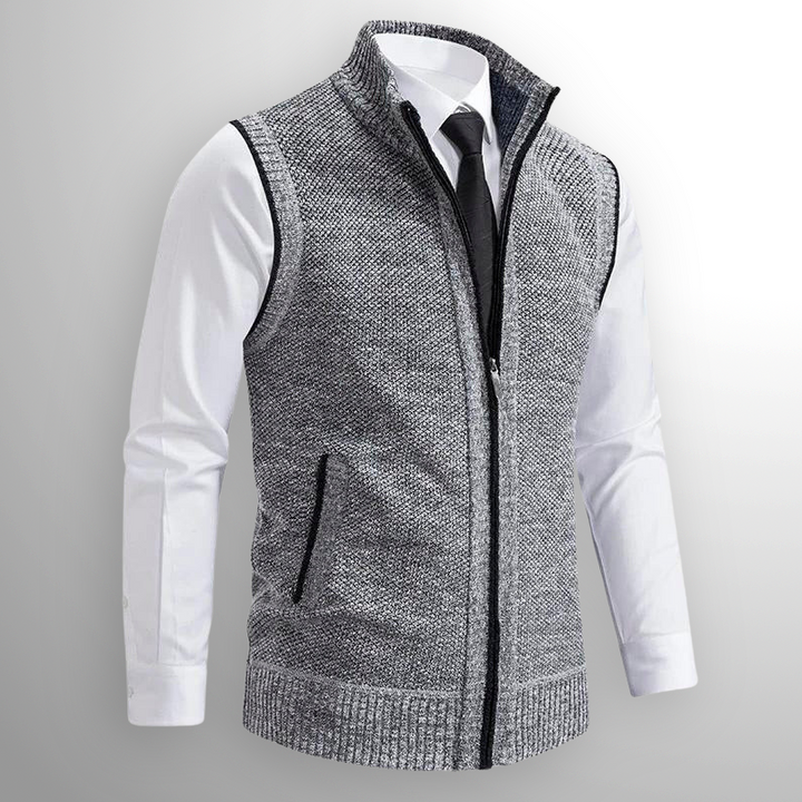 Saint Aurell Harrison Full-Zip Lambswool Vest Sleeveless Knit Outerwear