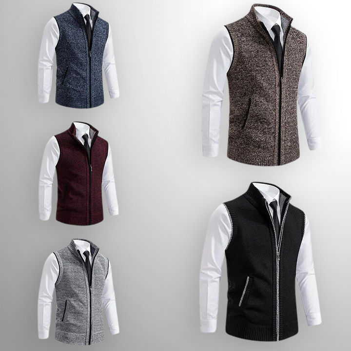 Saint Aurell Harrison Full-Zip Lambswool Vest Sleeveless Knit Outerwear