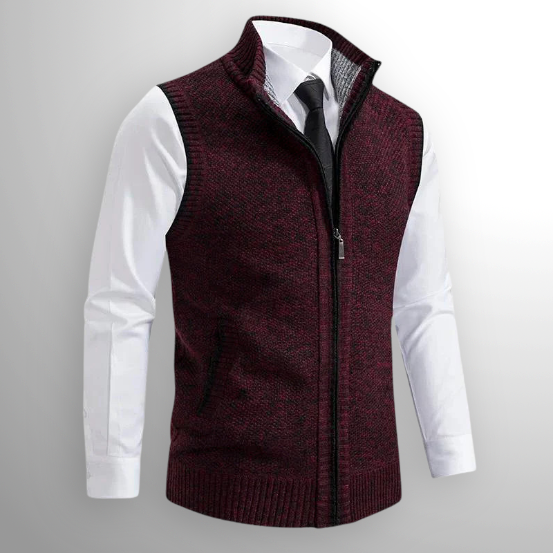 Saint Aurell Harrison Full-Zip Lambswool Vest Sleeveless Knit Outerwear