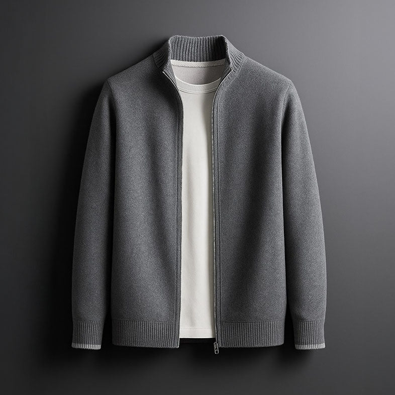 Saint Aurell Bordeaux Merino Zip Jacket Fine-Gauge Wool