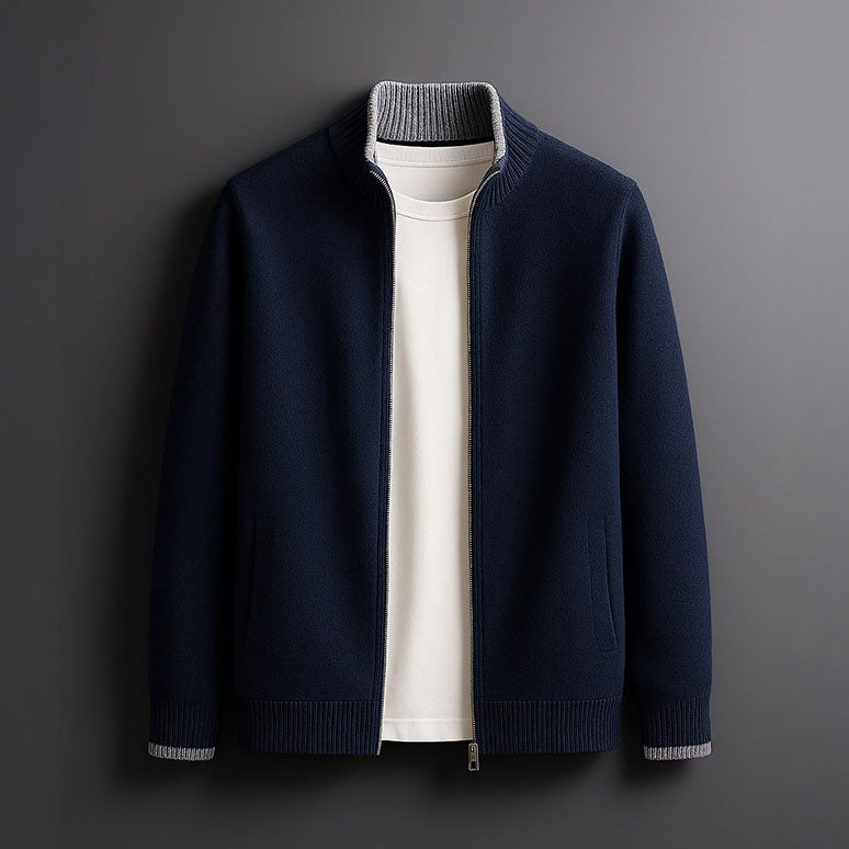Saint Aurell Bordeaux Merino Zip Jacket Fine-Gauge Wool