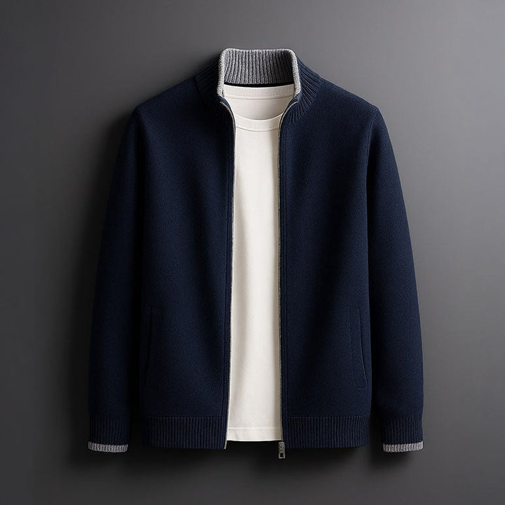 Saint Aurell Bordeaux Merino Zip Jacket Fine-Gauge Wool